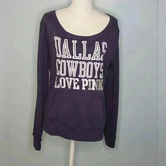 PINK NFL collection Dallas Cowboys front pocket lightweight  sweatshirt size L - Picture 1 of 10